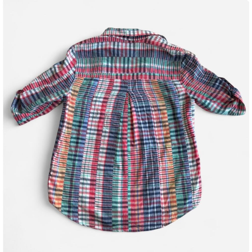 Tommy Hilfiger Women Petite S Plaid Shirt Casual Black Multicolor - Picture 7 of 10